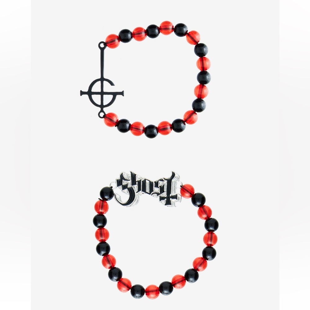 Ghost Grucifix Logo Beaded Bracelet Set Hot Topic Papa Emeritus